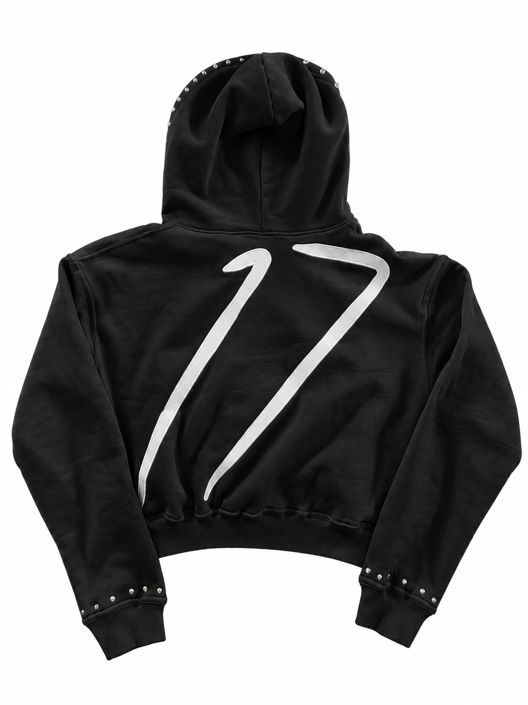Black Revolutionary 17 Oversized Zip Up - Back view showing 17 graphic