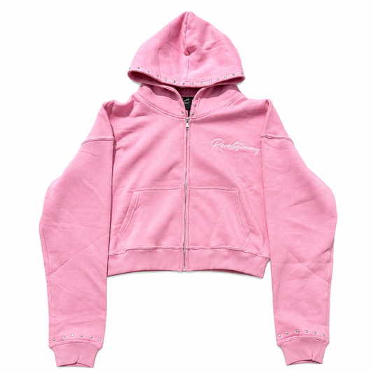 Revolutionary 17 Zip Up Pink - Front view showing Revolutionary embroidery